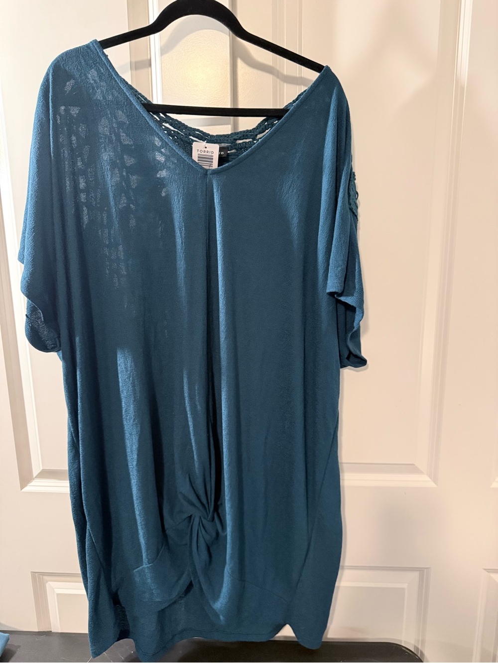torrid Teal V-Neck Tunic with Front Knot